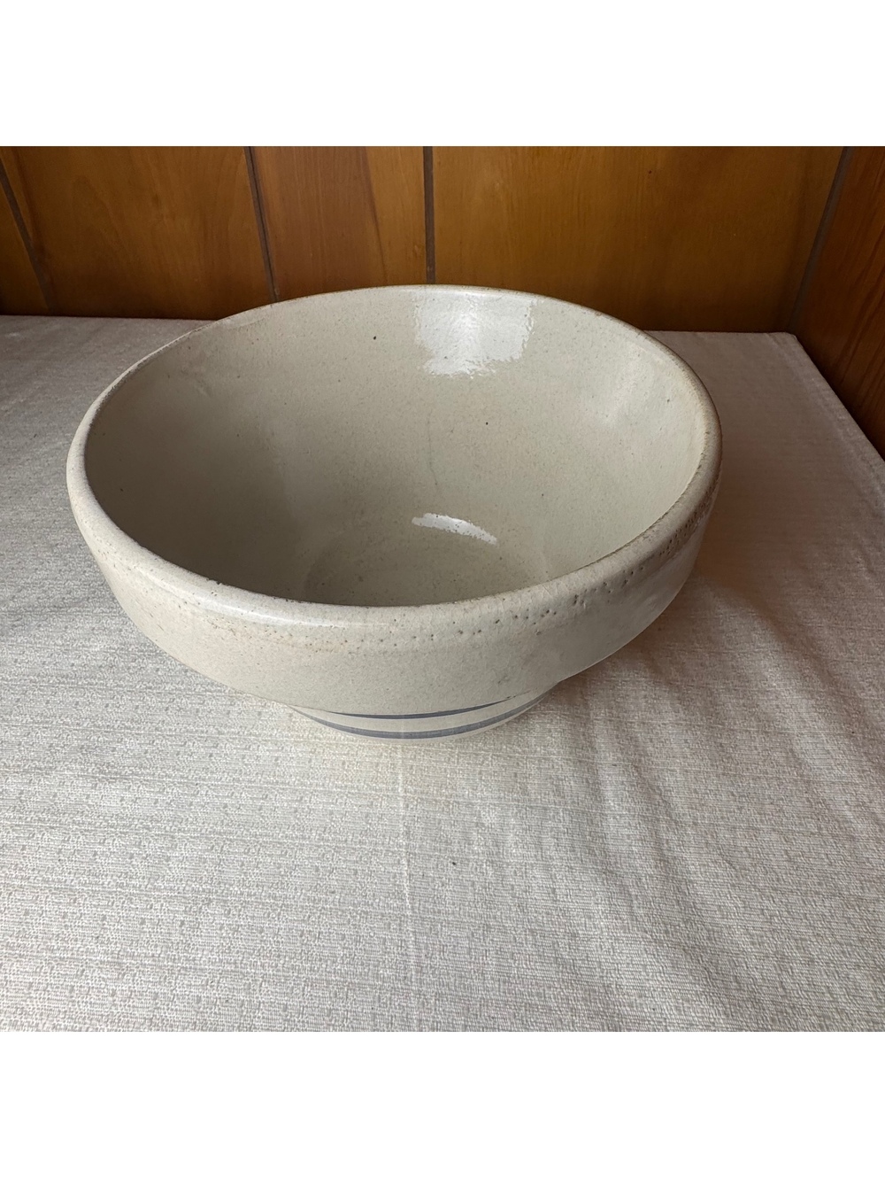 Vintage Robinson Ransbottom RRP Co Blue Stripe Stoneware Mixing Bowl 7 Inch - Picture 5 of 8
